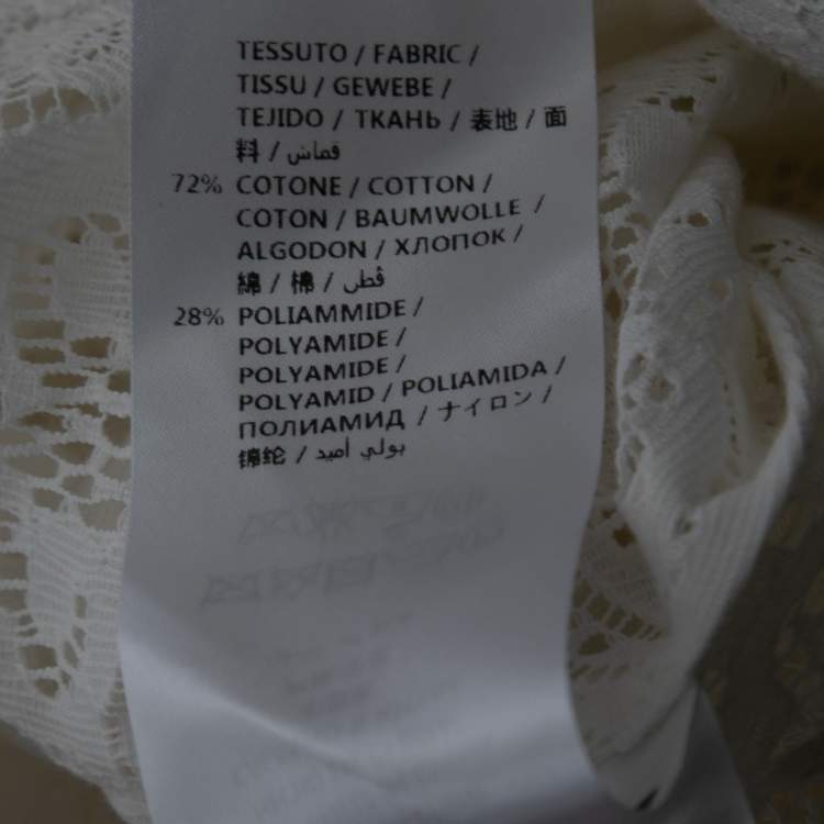 Pre Owned McQ by Alexander McQueen Off White Lace Belted Button Front Dress M