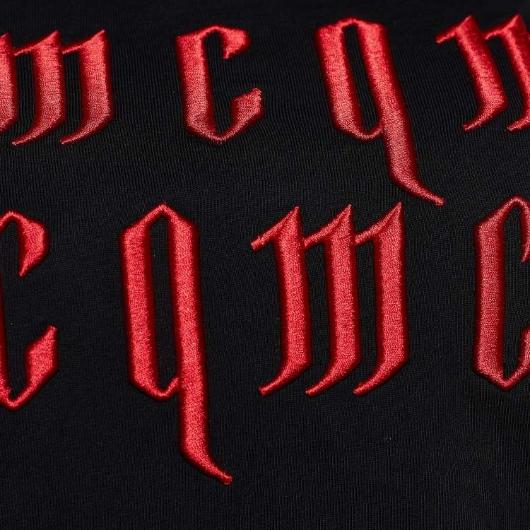 Pre Owned MCQ by Alexander Mcqueen Black Jersey Gothic Logo Embroidered T-Shirt S