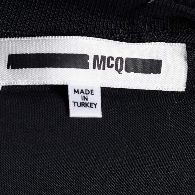 Pre Owned MCQ by Alexander Mcqueen Black Jersey Gothic Logo Embroidered T-Shirt S