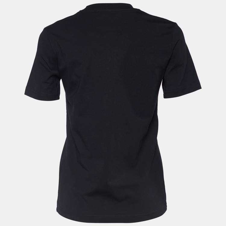 Pre Owned MCQ by Alexander Mcqueen Black Jersey Gothic Logo Embroidered T-Shirt S