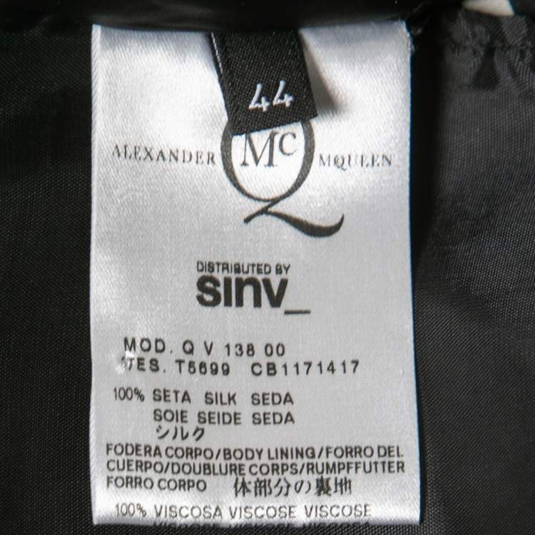 Pre Owned McQ by Alexander McQueen Black Striped Zipper Detail Midi Dress M