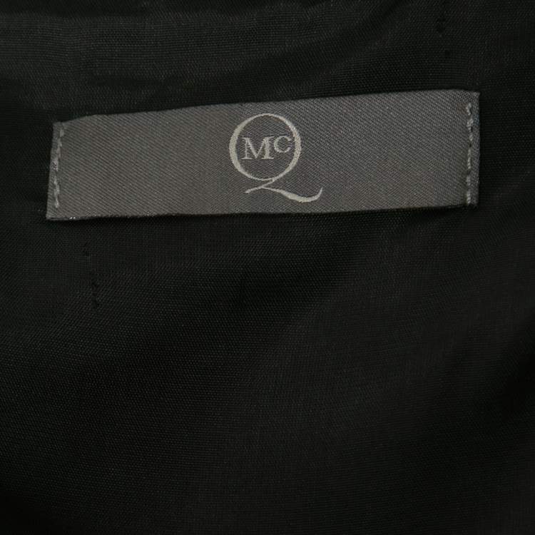 Pre Owned McQ by Alexander McQueen Black Striped Zipper Detail Midi Dress M