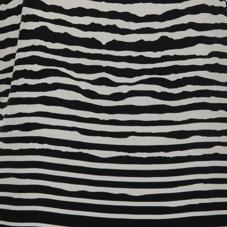 Pre Owned McQ by Alexander McQueen Black Striped Zipper Detail Midi Dress M
