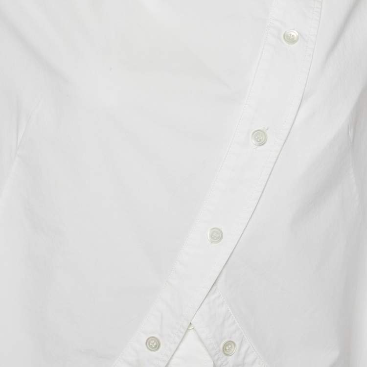 Pre Owned Alexander McQueen White Cotton Asymmetric Button Detail Oversized Shirt S