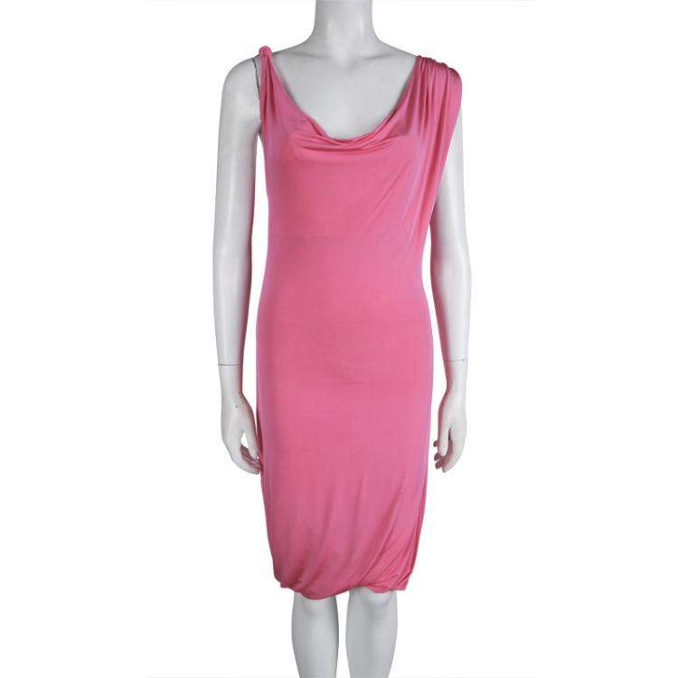 Pre Owned McQ By Alexander McQueen Pink Knit Draped Sleeveless Dress XS