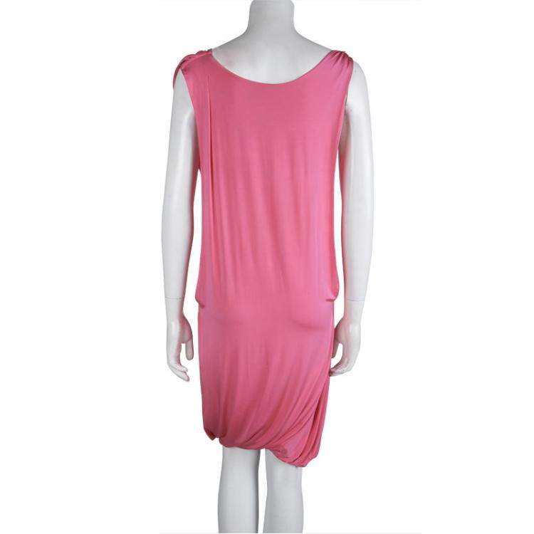 Pre Owned McQ By Alexander McQueen Pink Knit Draped Sleeveless Dress XS