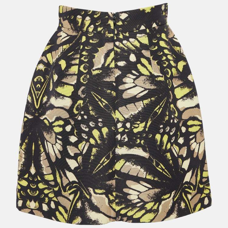 Pre Owned McQ by Alexander McQueen Black Printed Textured Cotton Mini Skirt S