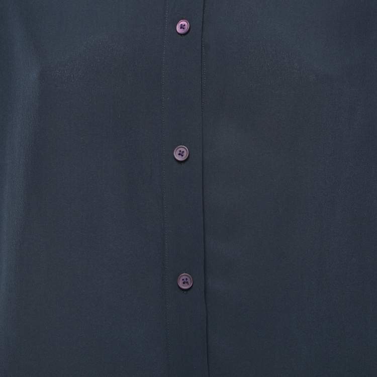 Pre Owned McQ by Alexander McQueen Navy Blue Zipper Detail Sleeve Oversized Blouse S