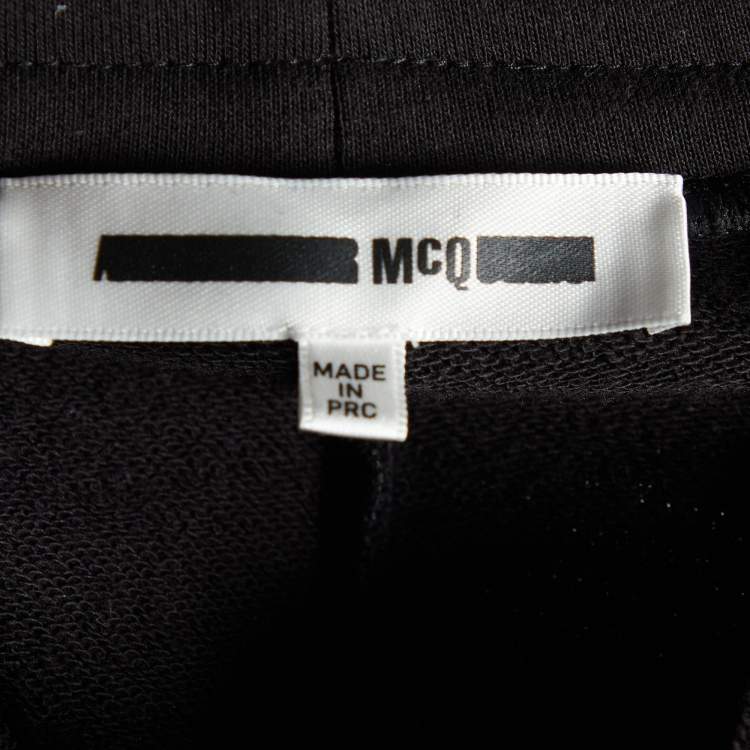 Pre Owned McQ by Alexander McQueen Black Cotton Knit & Lace Hem Pants S