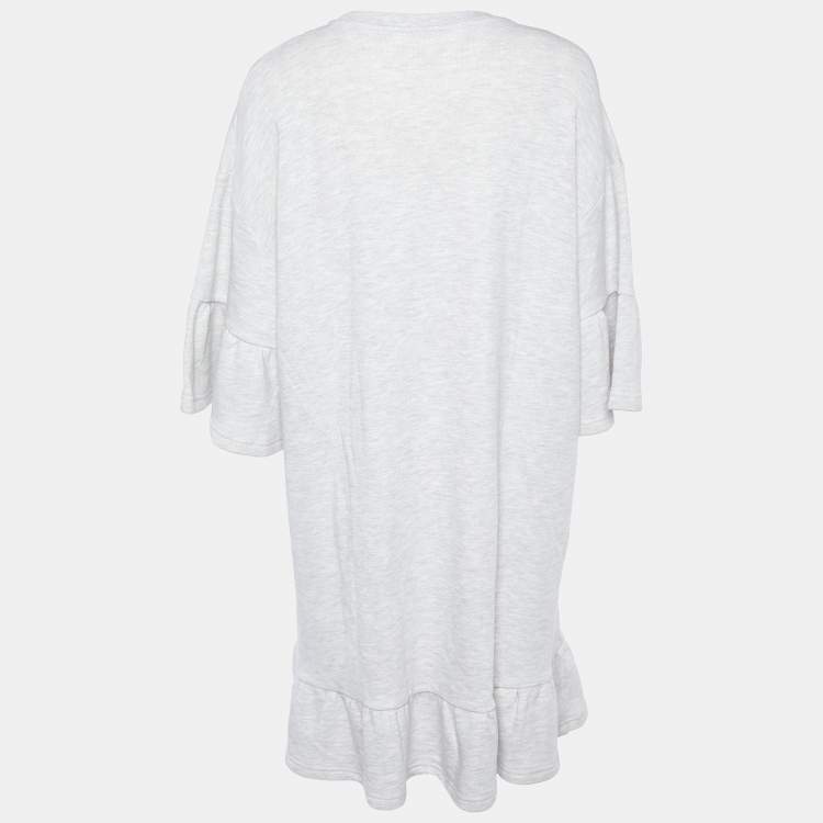 Pre Owned McQ by Alexander McQueen Grey Cotton Crystal Embellished Mini Dress M