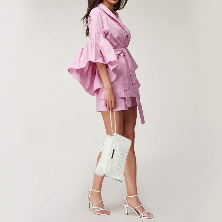 Pre Owned McQ by Alexander McQueen Off White Laser Cut Fold Over Clutch