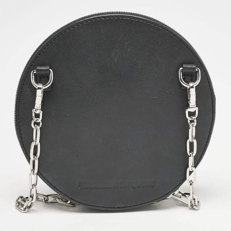 Pre Owned McQ by Alexander McQueen Black Leather Studded Round Chain Pouch