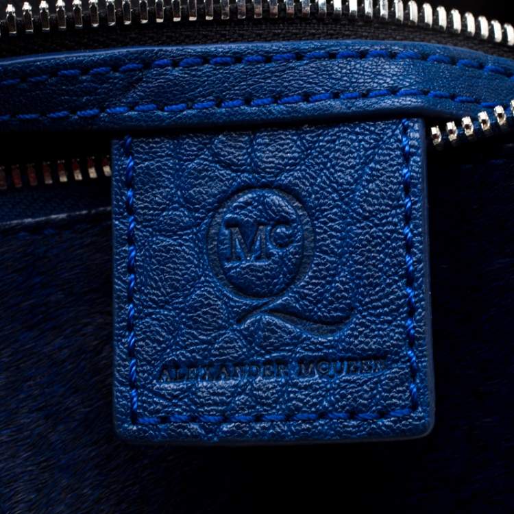 Pre Owned MCQ by Alexander McQueen Blue Calfhair Bullet Kicks Clutch