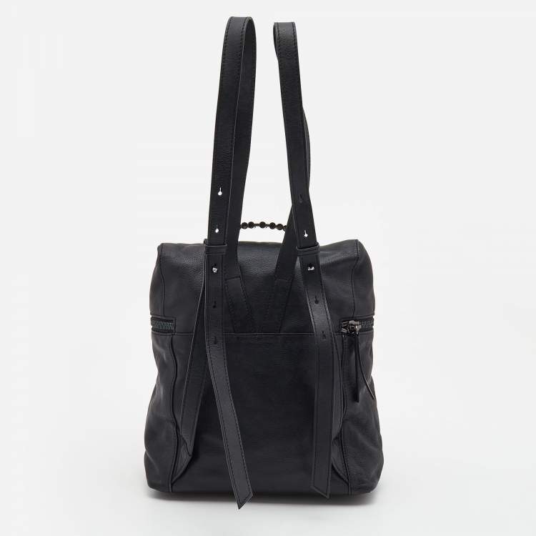 Pre Owned McQ by Alexander McQueen Black Leather Metal Detail Backpack