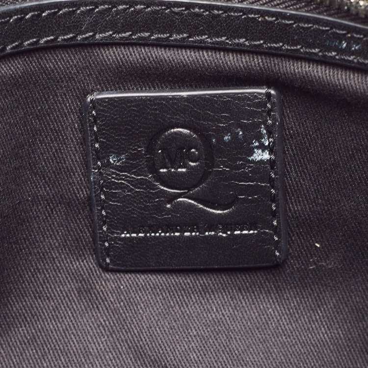 Pre Owned McQ by Alexander McQueen White/Black Manga Print Leather Zip Pouch