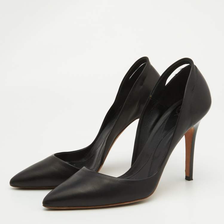 Pre Owned McQ by Alexander McQueen Black Leather Lex D'orsay Pumps Size 38