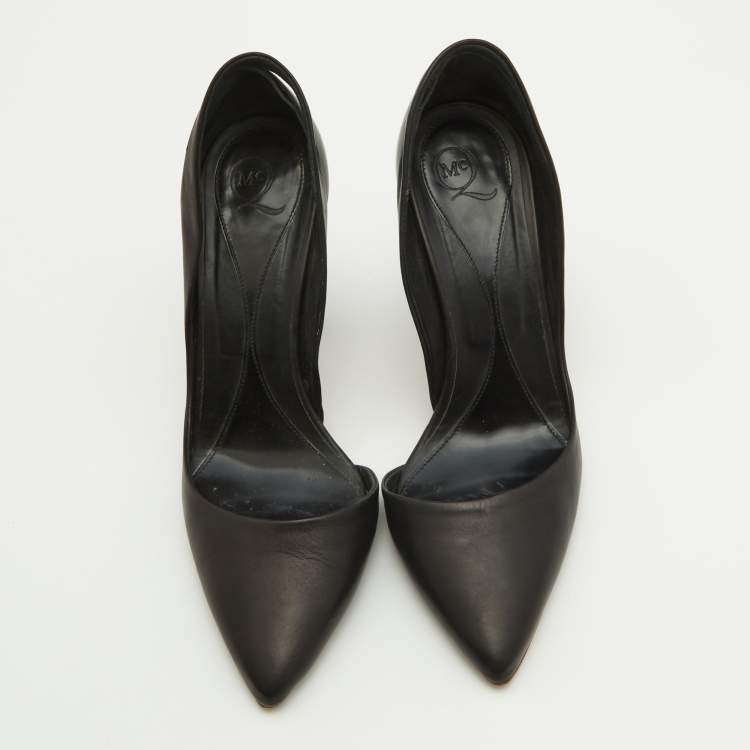 Pre Owned McQ by Alexander McQueen Black Leather Lex D'orsay Pumps Size 38