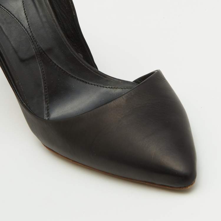 Pre Owned McQ by Alexander McQueen Black Leather Lex D'orsay Pumps Size 38