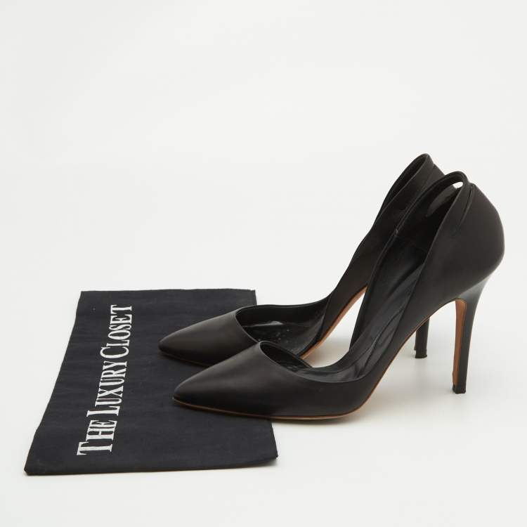 Pre Owned McQ by Alexander McQueen Black Leather Lex D'orsay Pumps Size 38