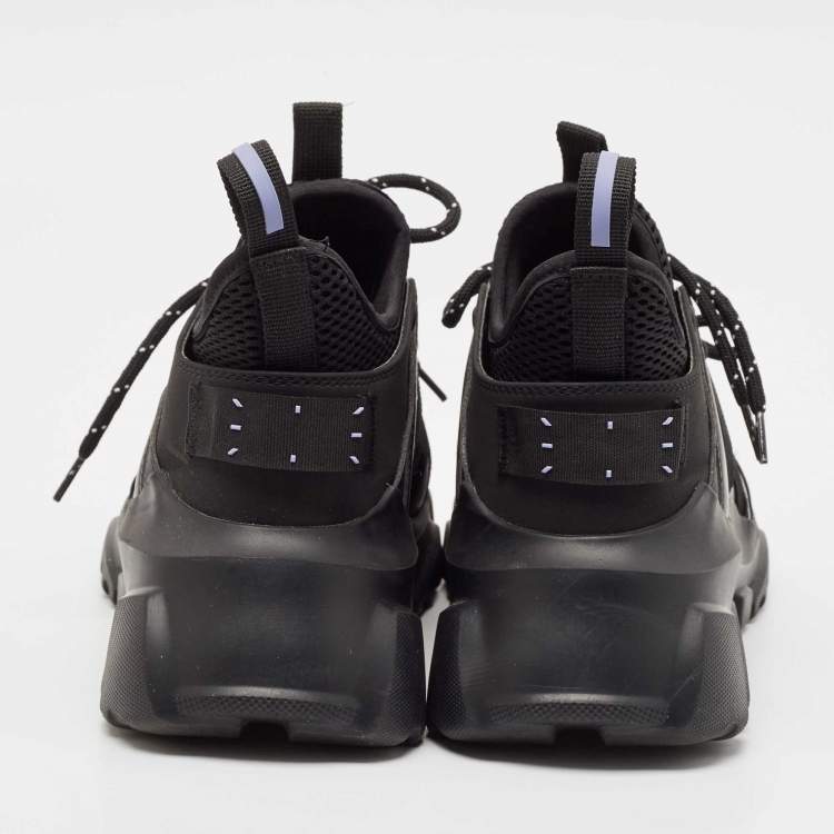Pre Owned McQ by Alexander McQueen Black Leather and Mesh Lace Up Sneakers Size 40
