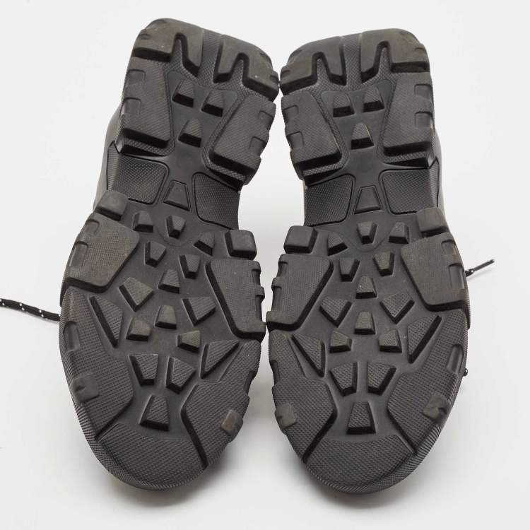 Pre Owned McQ by Alexander McQueen Black Leather and Mesh Lace Up Sneakers Size 40