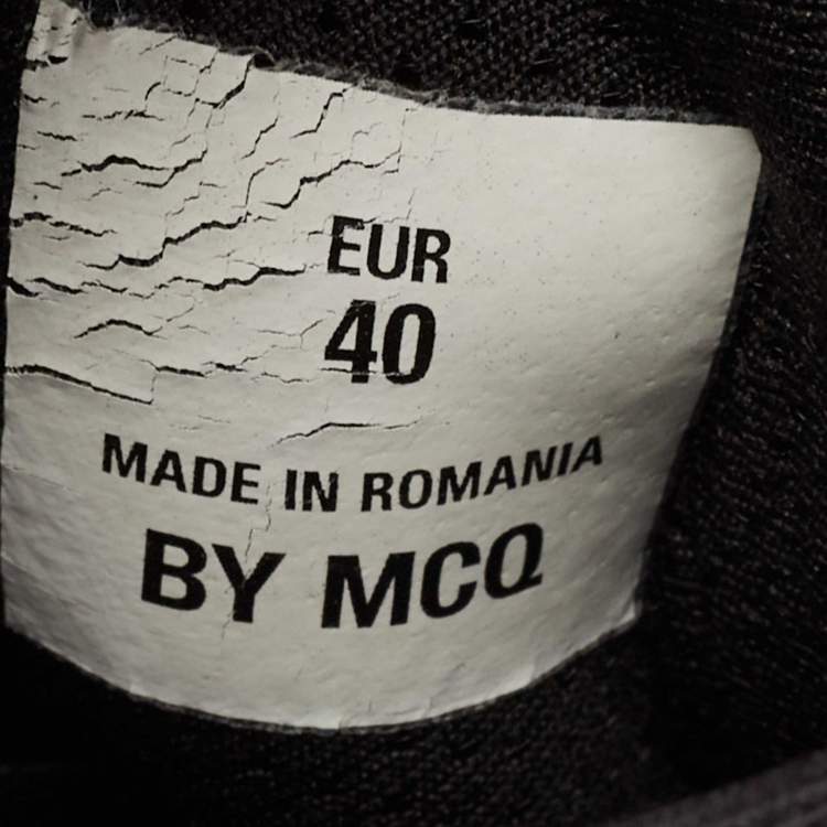 Pre Owned McQ by Alexander McQueen Black Leather and Mesh Lace Up Sneakers Size 40