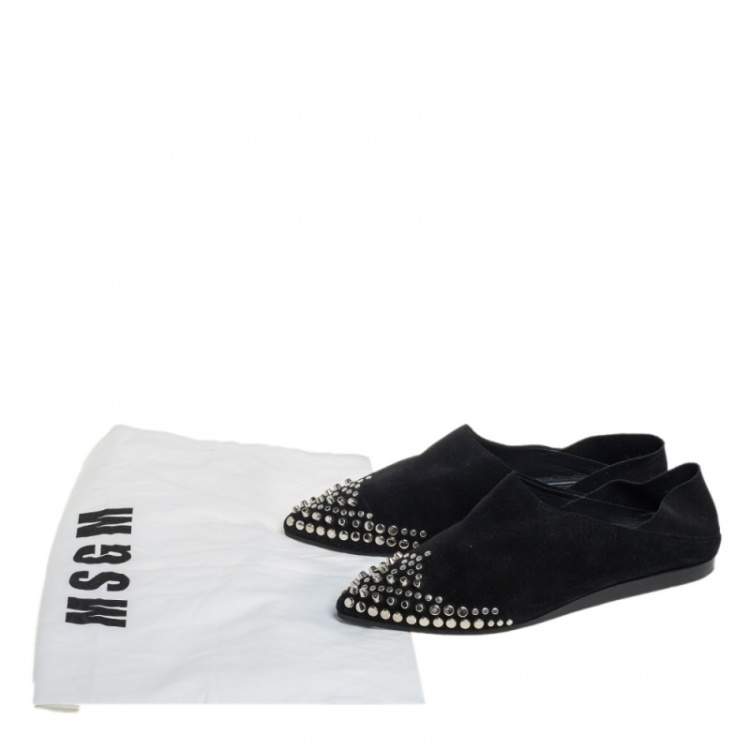 Pre Owned McQ by Alexander McQueen Black Suede Liberty Folding Flats Size 38