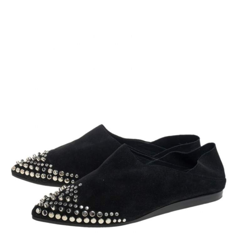 Pre Owned McQ by Alexander McQueen Black Suede Liberty Folding Flats Size 38