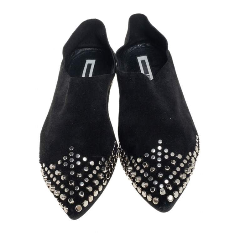 Pre Owned McQ by Alexander McQueen Black Suede Liberty Folding Flats Size 38