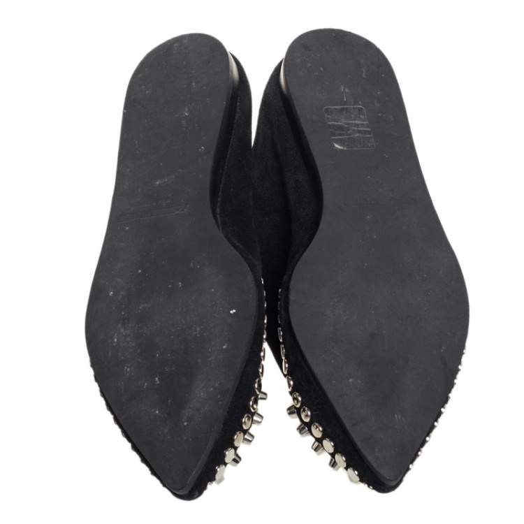 Pre Owned McQ by Alexander McQueen Black Suede Liberty Folding Flats Size 38