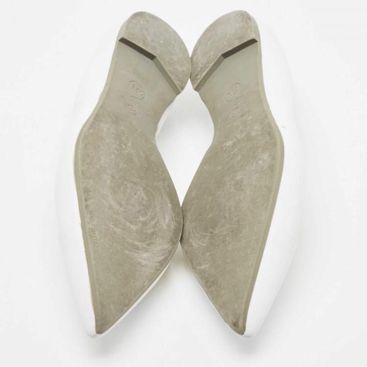 Pre Owned McQ by Alexander McQueen White Leather D'orsay Pointed Toe Ballet Flats Size 40