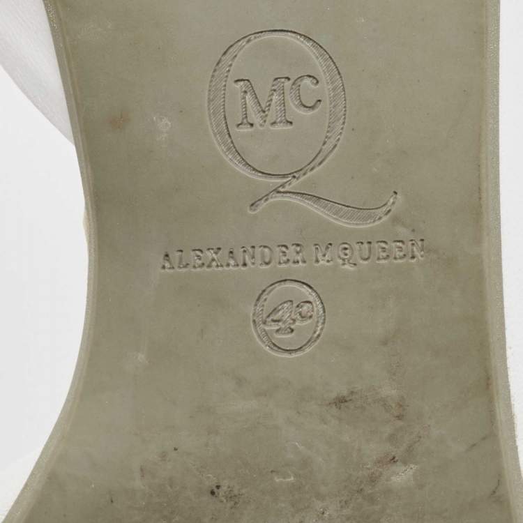 Pre Owned McQ by Alexander McQueen White Leather D'orsay Pointed Toe Ballet Flats Size 40