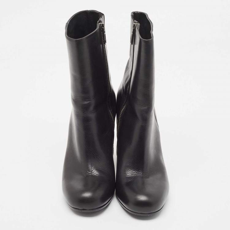 Pre Owned McQ by Alexander McQueen Black Leather Geffrye Ankle Boots Size 39
