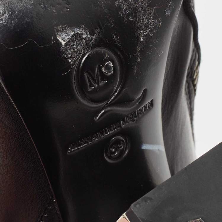 Pre Owned McQ by Alexander McQueen Black Leather Geffrye Ankle Boots Size 39