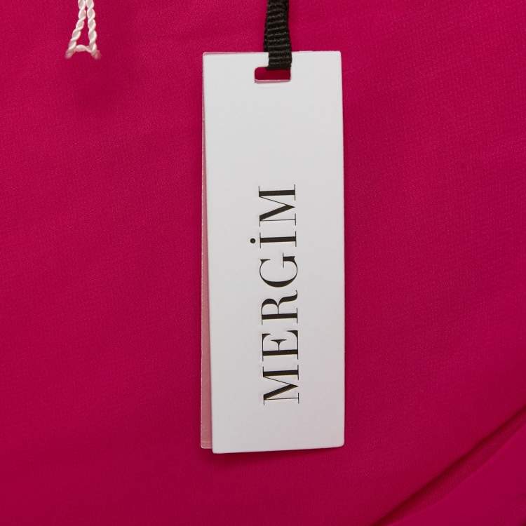 Pre Owned Mergim Pink Chiffon Ruche Detail Belted Mini Dress M