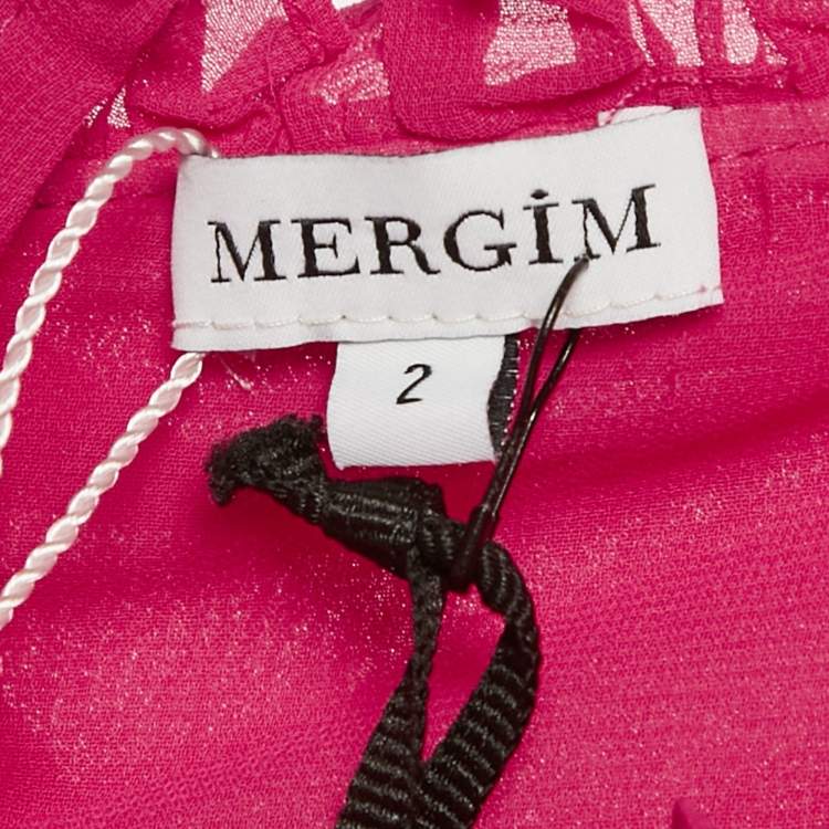 Pre Owned Mergim Pink Chiffon Ruche Detail Belted Mini Dress M