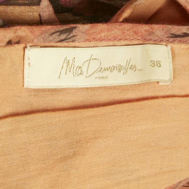 Pre Owned Mes Demoiselles Multicolor Floral Print Eyelet Detail Cotton Maxi Dress S