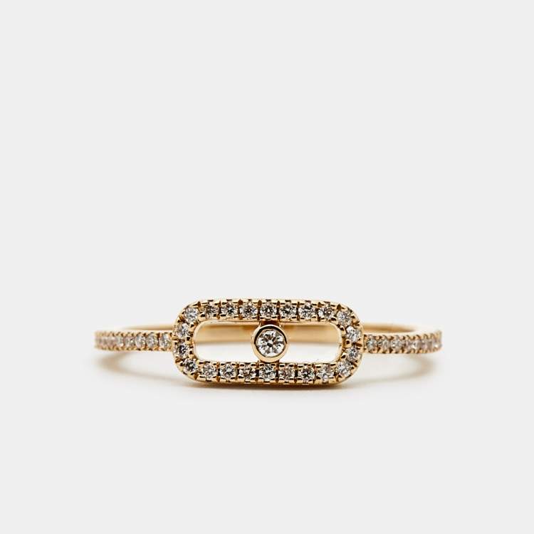 Pre Owned Messika Move Uno Pavé Diamond 18k Yellow Gold Ring Size 50