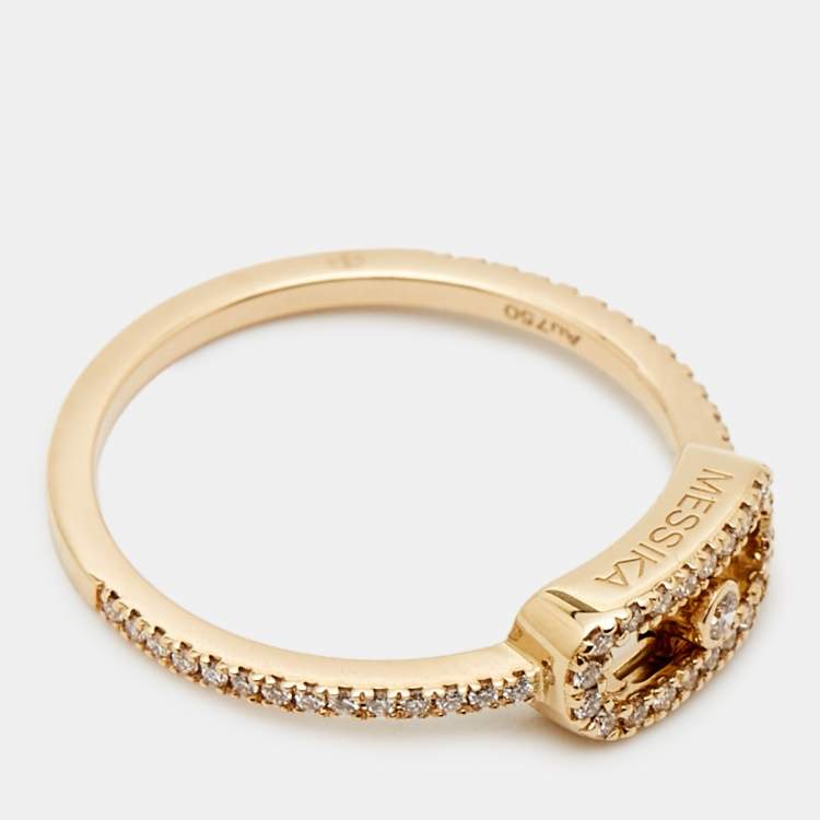 Pre Owned Messika Move Uno Pavé Diamond 18k Yellow Gold Ring Size 50