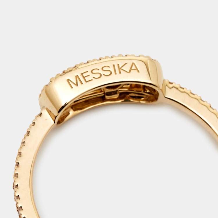 Pre Owned Messika Move Uno Pavé Diamond 18k Yellow Gold Ring Size 50