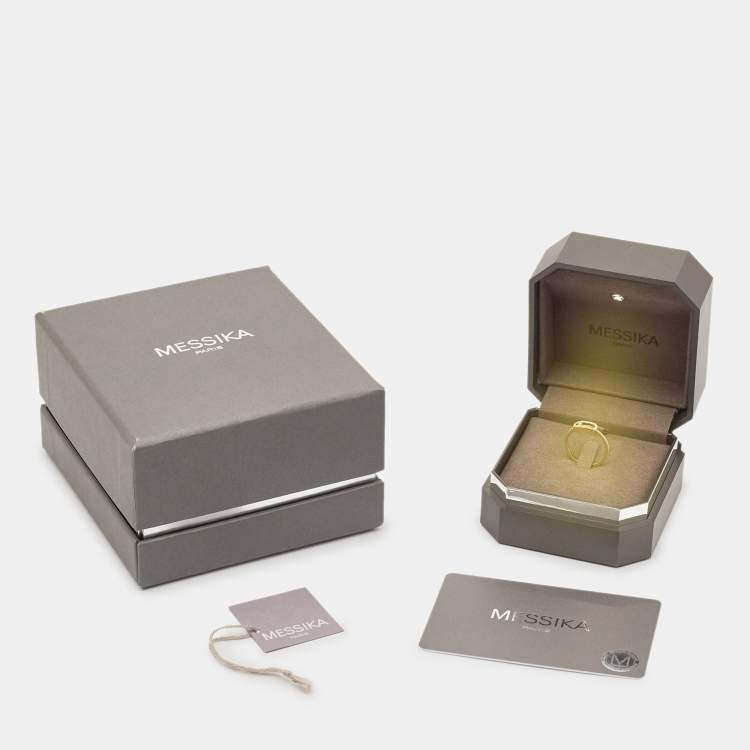 Pre Owned Messika Move Uno Pavé Diamond 18k Yellow Gold Ring Size 50