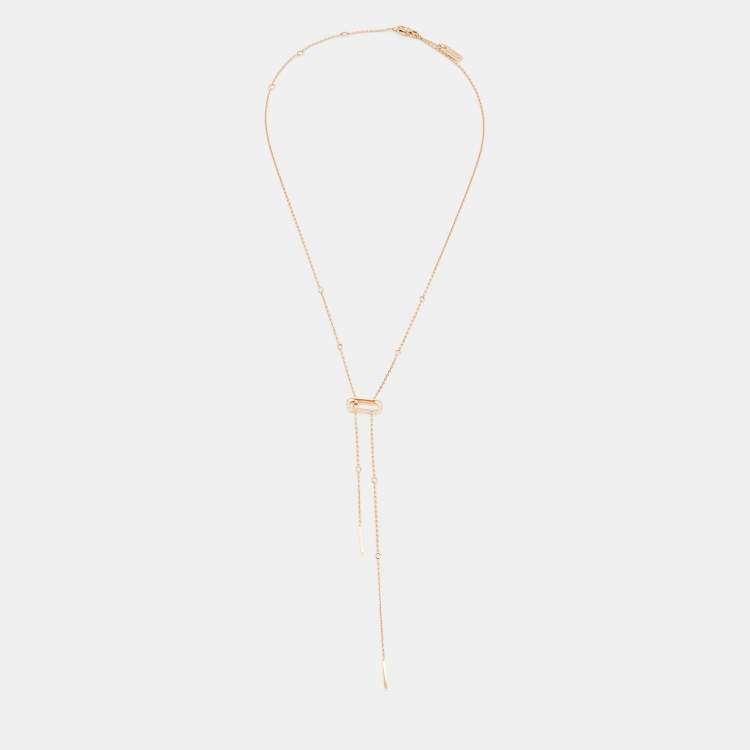 Pre Owned Messika Move Uno Diamond 18k Rose Gold Tie Necklace