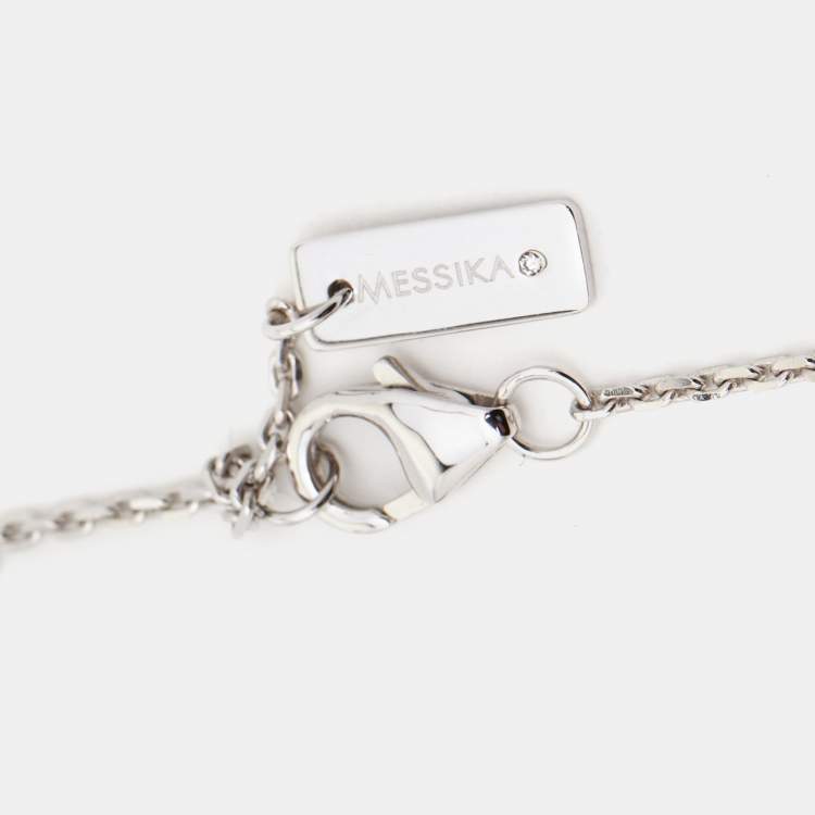 Pre Owned Messika  Move Uno Paved Diamonds 18k White Gold Ankle Bracelet 