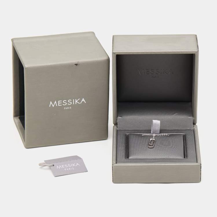 Pre Owned Messika  Move Uno Paved Diamonds 18k White Gold Ankle Bracelet 