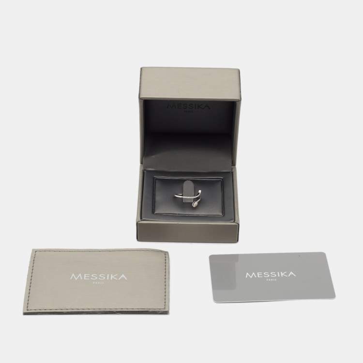 Pre Owned Messika Skinny Snake Diamond 18k White Gold Ring Size 52