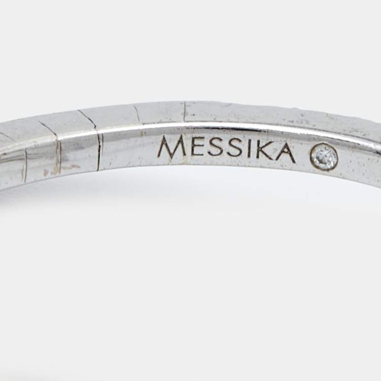 Pre Owned Messika Skinny Snake Diamond 18k White Gold Ring Size 52