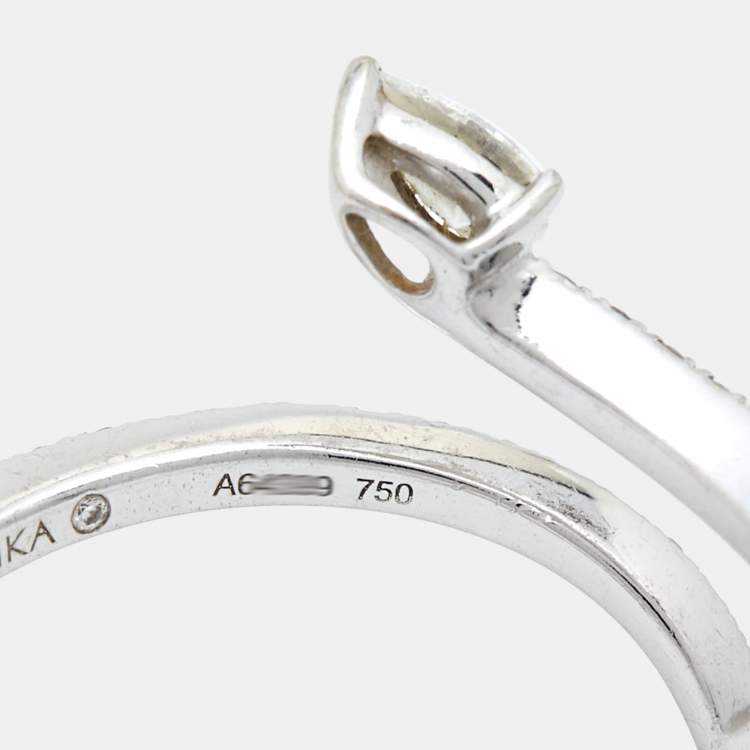 Pre Owned Messika Skinny Snake Diamond 18k White Gold Ring Size 52