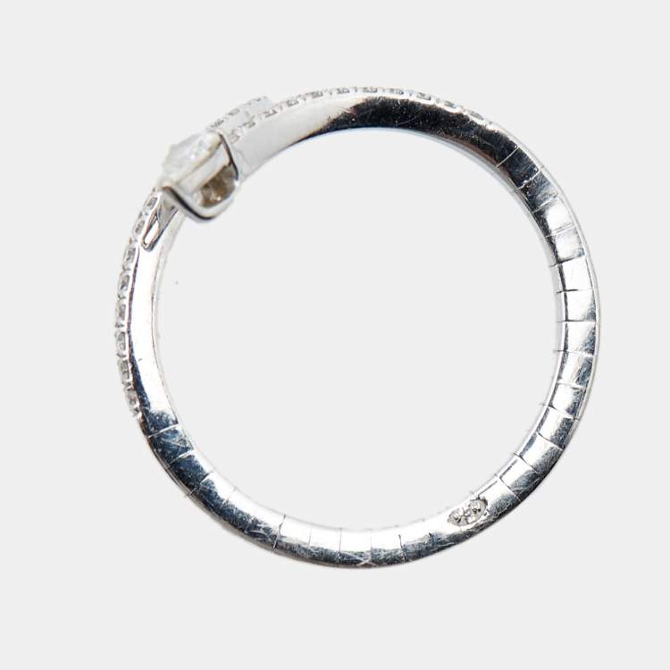 Pre Owned Messika Skinny Snake Diamond 18k White Gold Ring Size 52