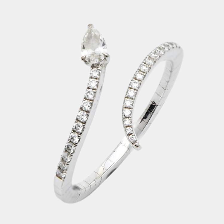 Pre Owned Messika Skinny Snake Diamond 18k White Gold Ring Size 52