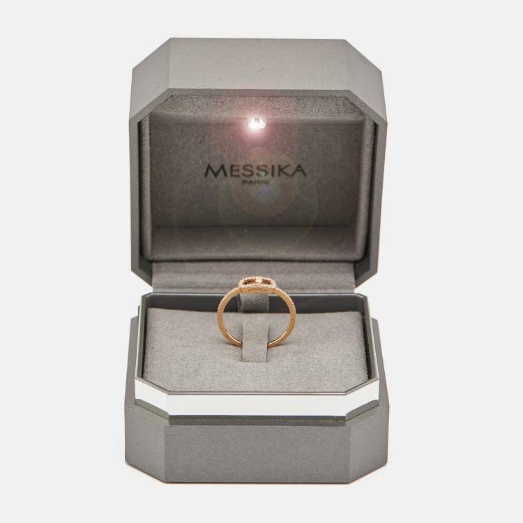 Pre Owned Messika Move Uno Pave Diamonds 18k Rose Gold Ring Size 59